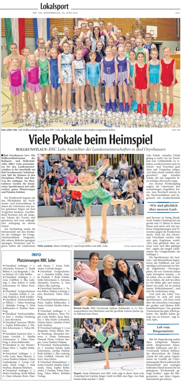 Viele Pokale beim Heimspiel NW 18.06.15